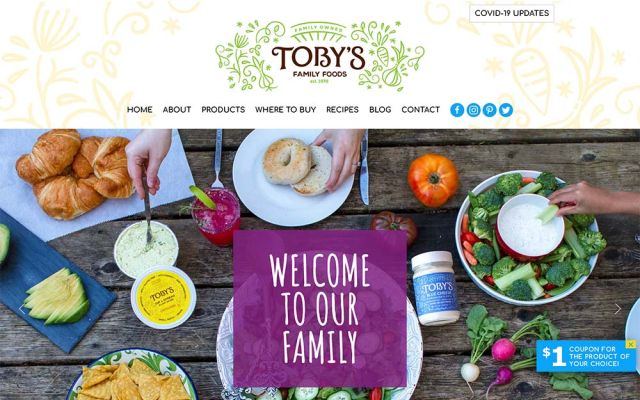 Toby's Family Foods website design and development